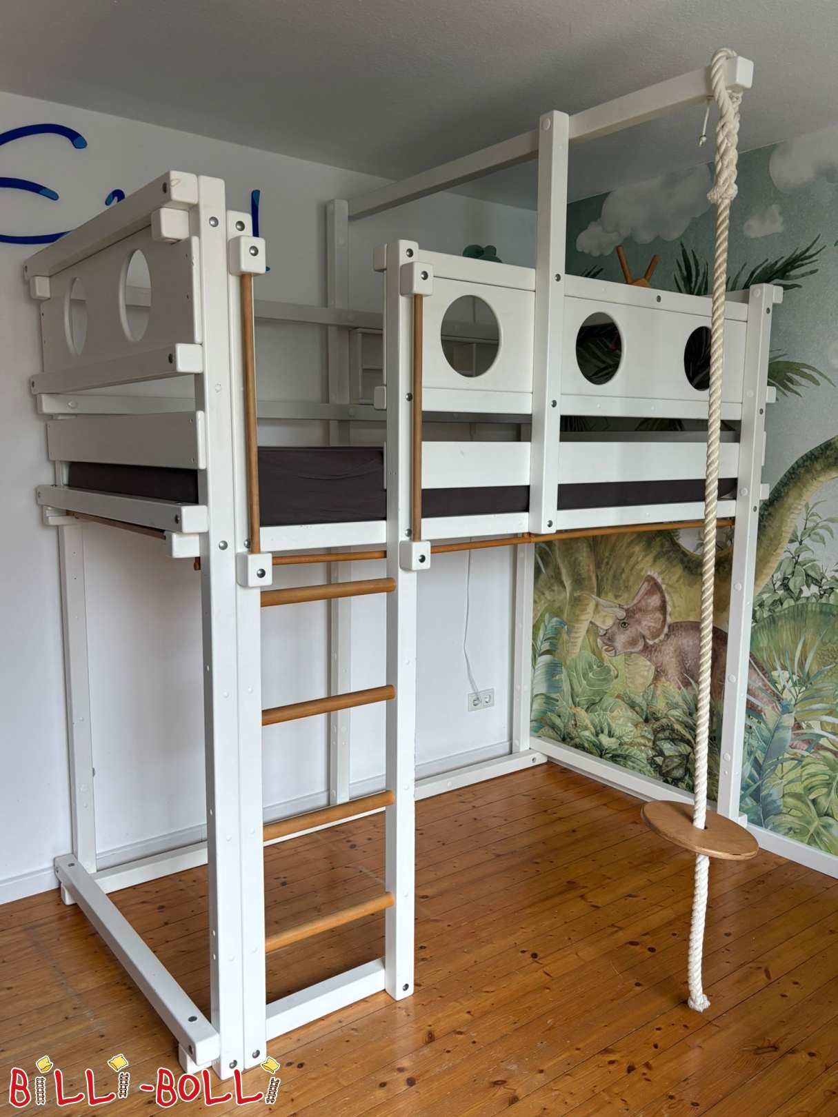 Hochbett mitwachsend, 100 x 200 cm, Kiefer weiß lackiert (Kategorie: Hochbett mitwachsend gebraucht)