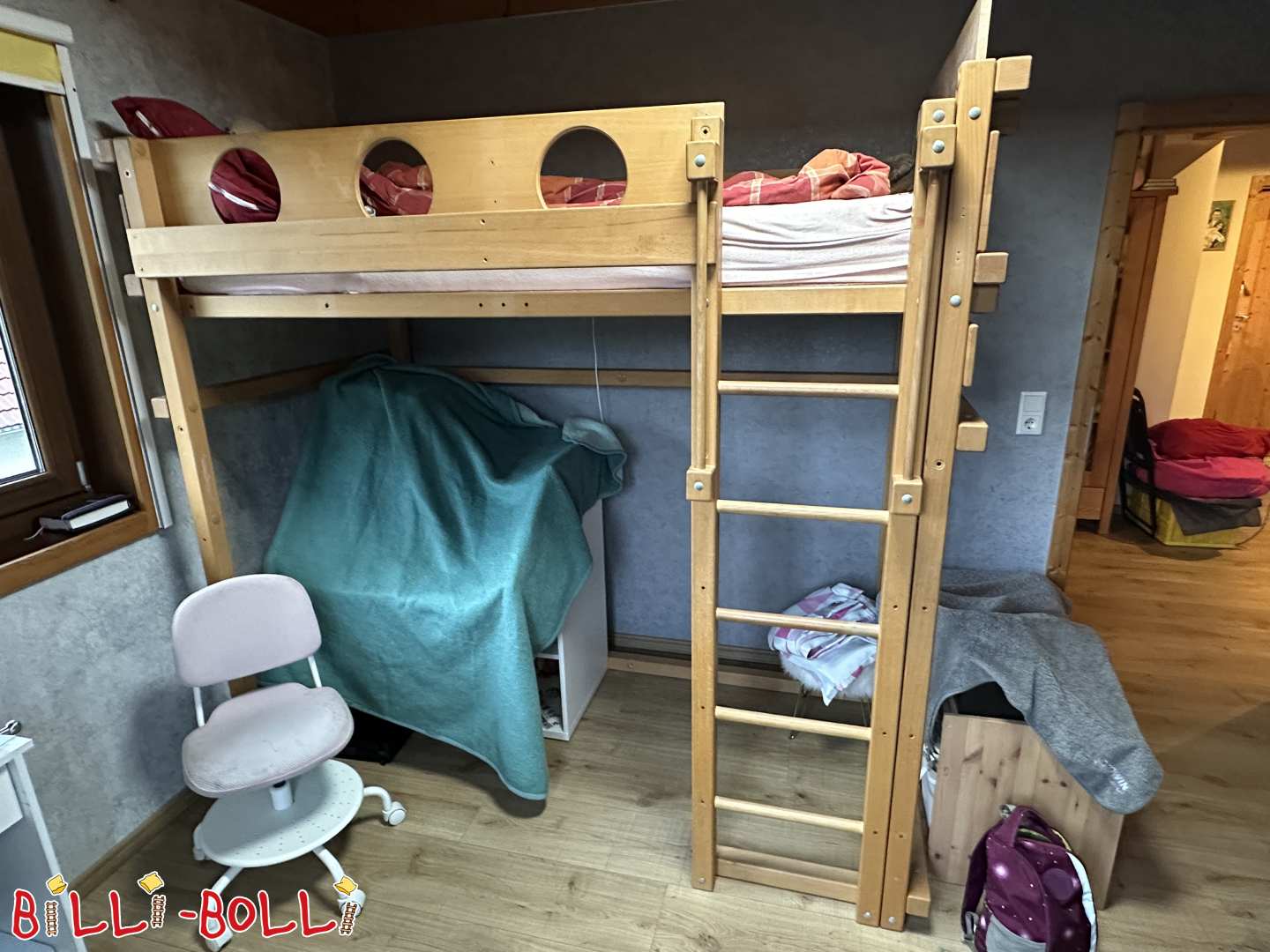 Hochbett mitwachsend 100x200 cm, Buche (Kategorie: Hochbett mitwachsend gebraucht)