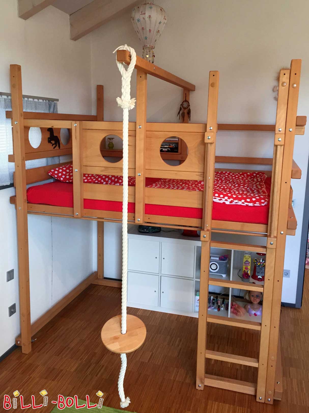 Hochbett mitwachsend, 140 x 200 cm, Buche geölt-gewachst (Hochbett gebraucht) Hochbett mitwachsend, 140 x 200 cm, Buche geölt-gewachst (Hochbett gebraucht)