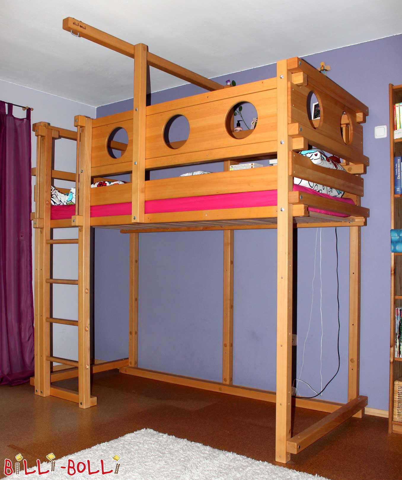 Hochbett mitwachsend, 90 x 200 cm, Buche geölt-gewachst (Hochbett gebraucht) Hochbett mitwachsend, 90 x 200 cm, Buche geölt-gewachst (Hochbett gebraucht)