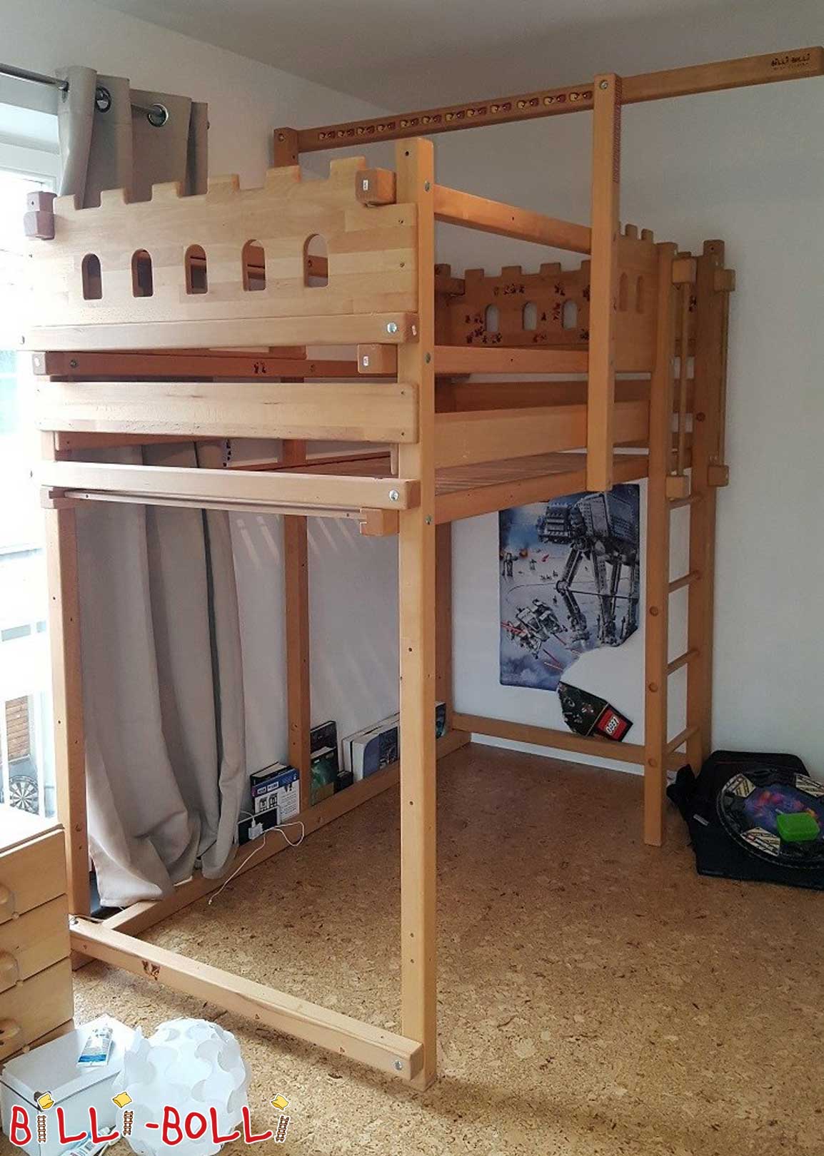 Hochbett mitwachsend, 90 x 200 cm, Buche geölt-gewachst (Hochbett gebraucht)