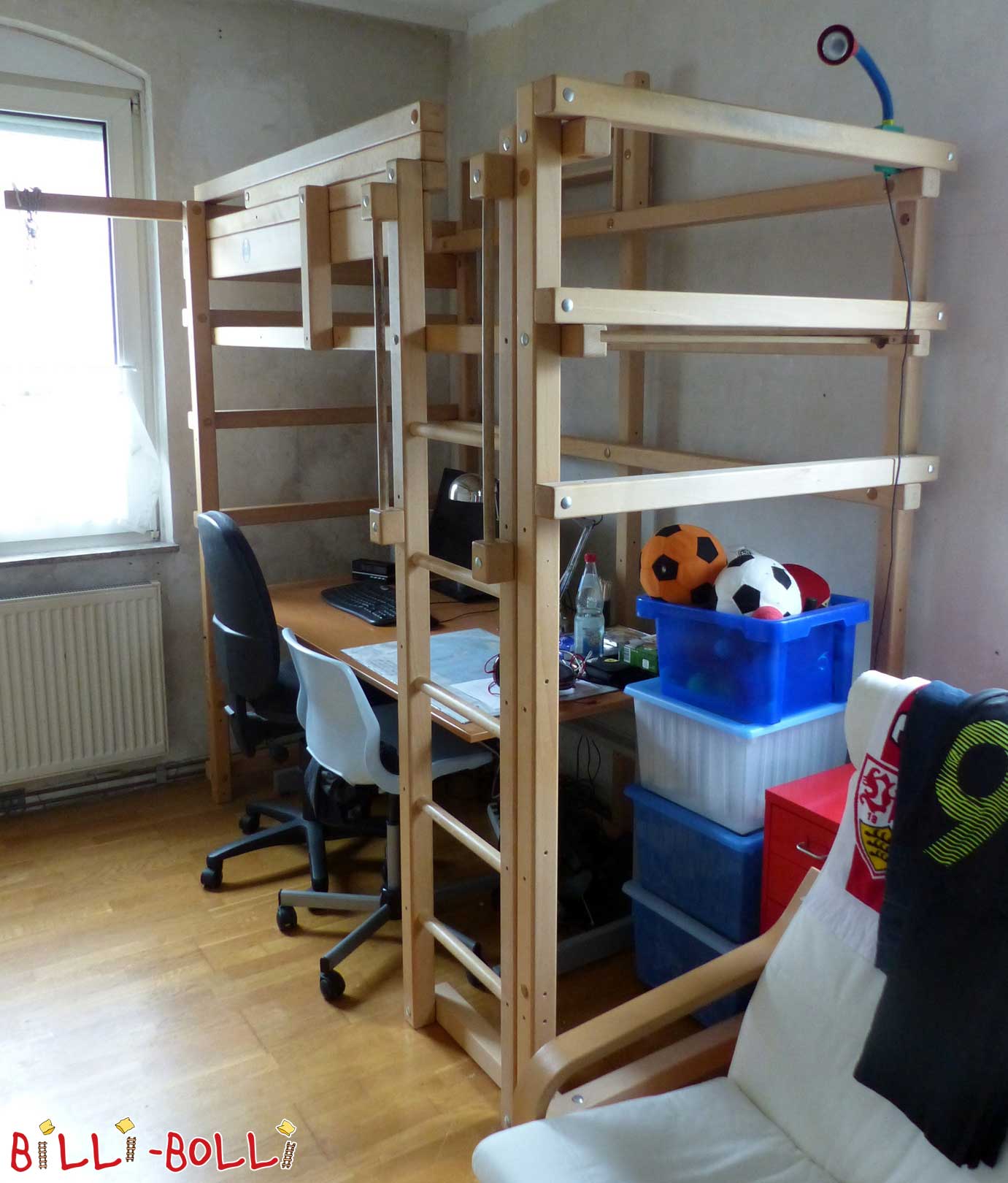 Hochbett mitwachsend, 90 x 200 cm, Buche unbehandelt (Hochbett gebraucht)