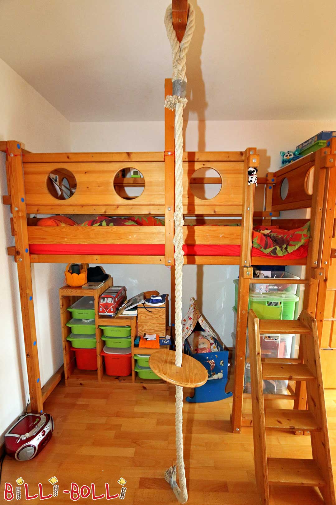 Hochbett mitwachsend, 90 x 200 cm, Fichte geölt-gewachst (Hochbett gebraucht)