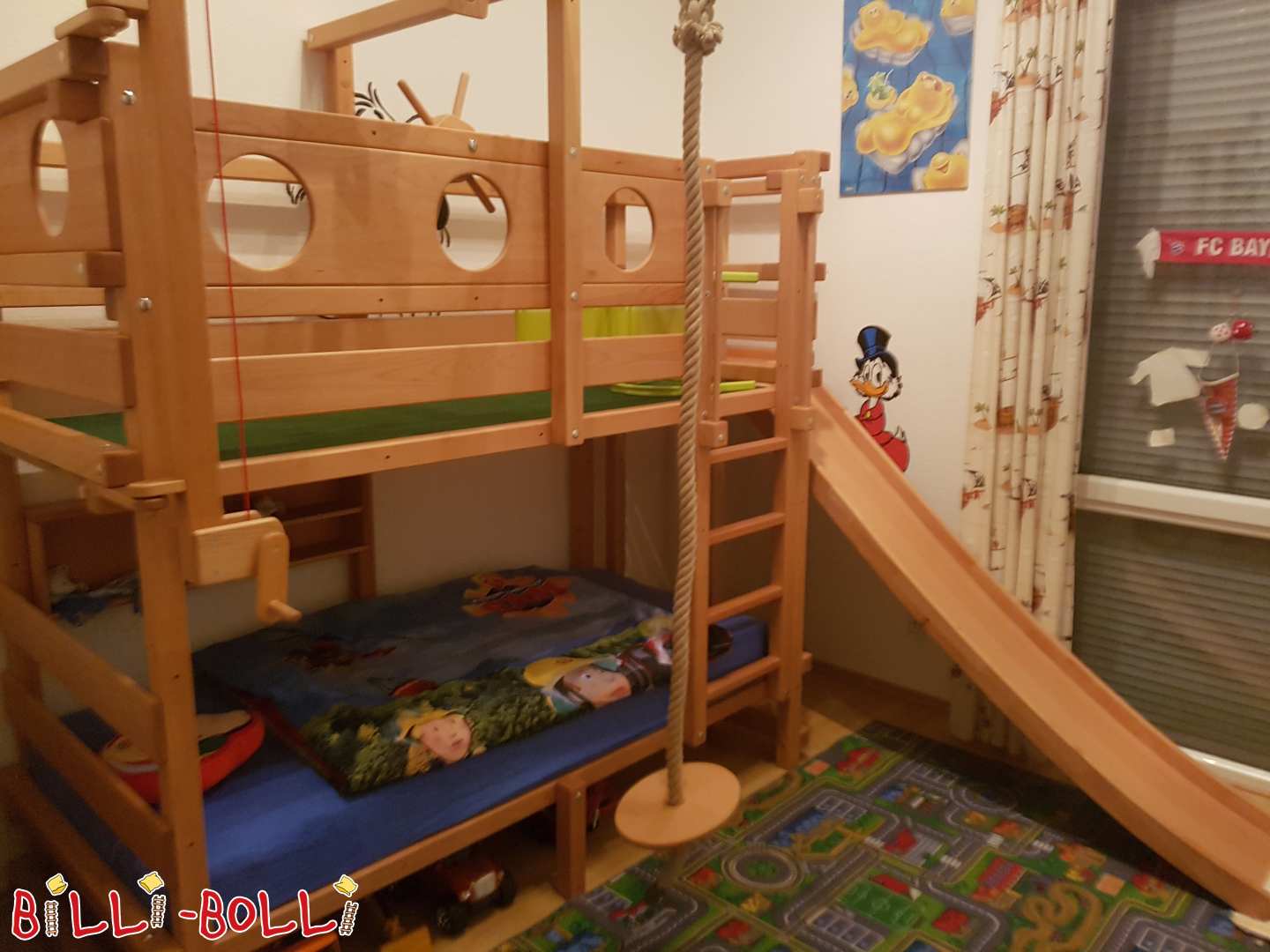 Etagenbett 90 x 200 cm mit Rutsche, Kran und Schaukelteller (Kategorie: Etagenbett gebraucht)