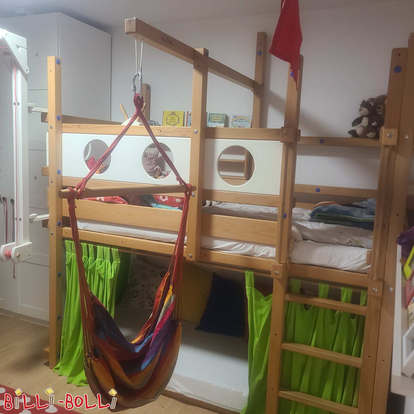 Hochbett mitwachsend 90x200 mit Zubehör in sehr gutem Zustand (Kategorie: Hochbett mitwachsend gebraucht)