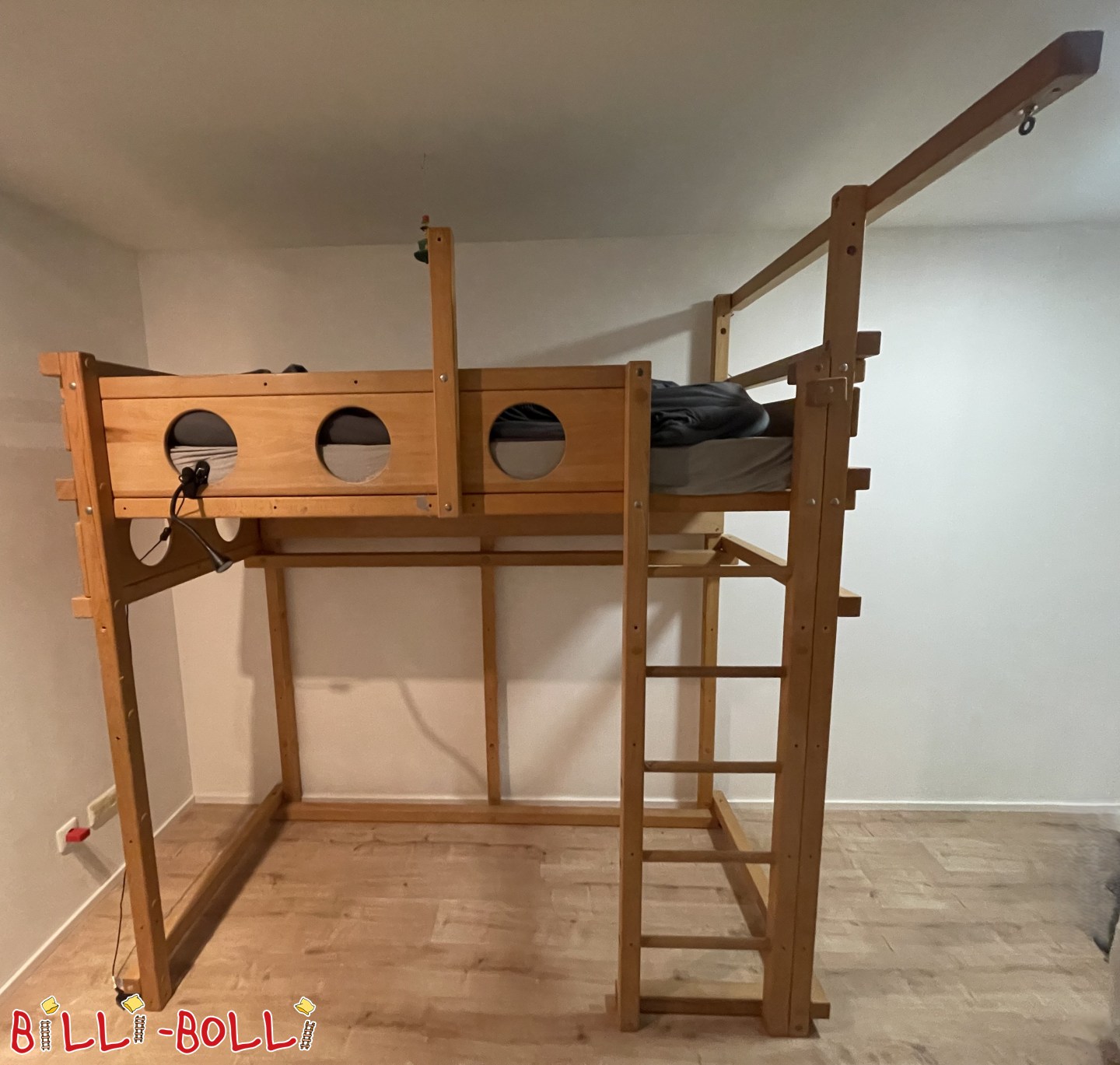 Hochbett mitwachsend, Buche geölt 90 x 200 mit Kojenbretter von 2012 (Kategorie: Hochbett mitwachsend gebraucht)