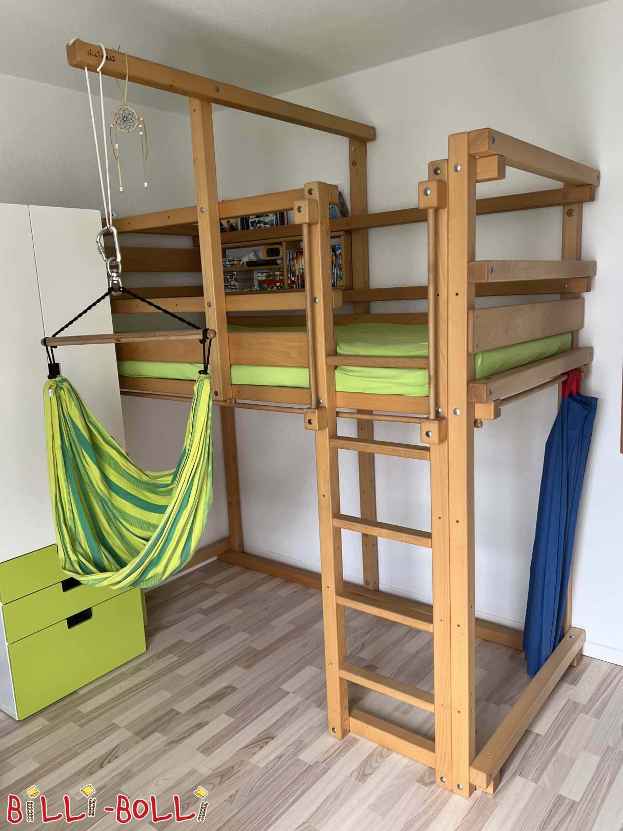 Hochbett mitwachsend in Buche geölt und Zubehör (Kategorie: Hochbett mitwachsend gebraucht)