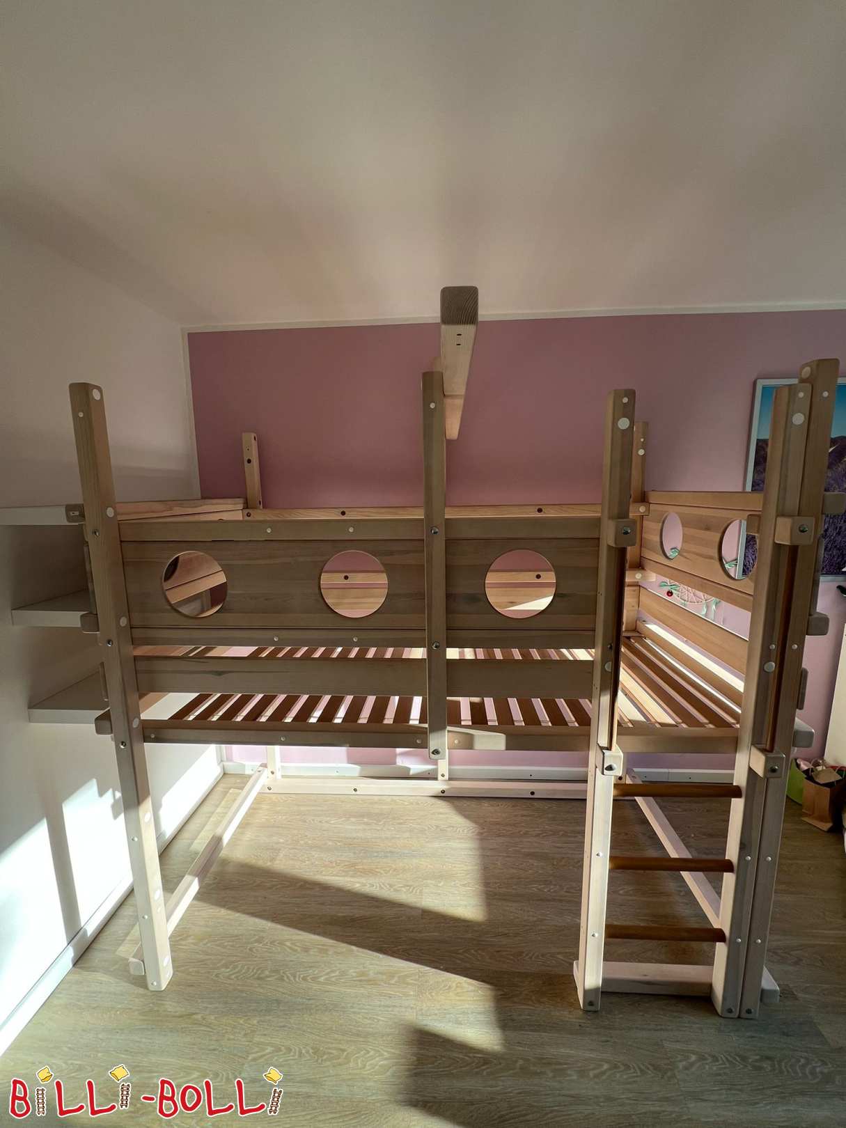 Hochbett mitwachsend Kiefer weiß lasiert (Kategorie: Hochbett mitwachsend gebraucht)