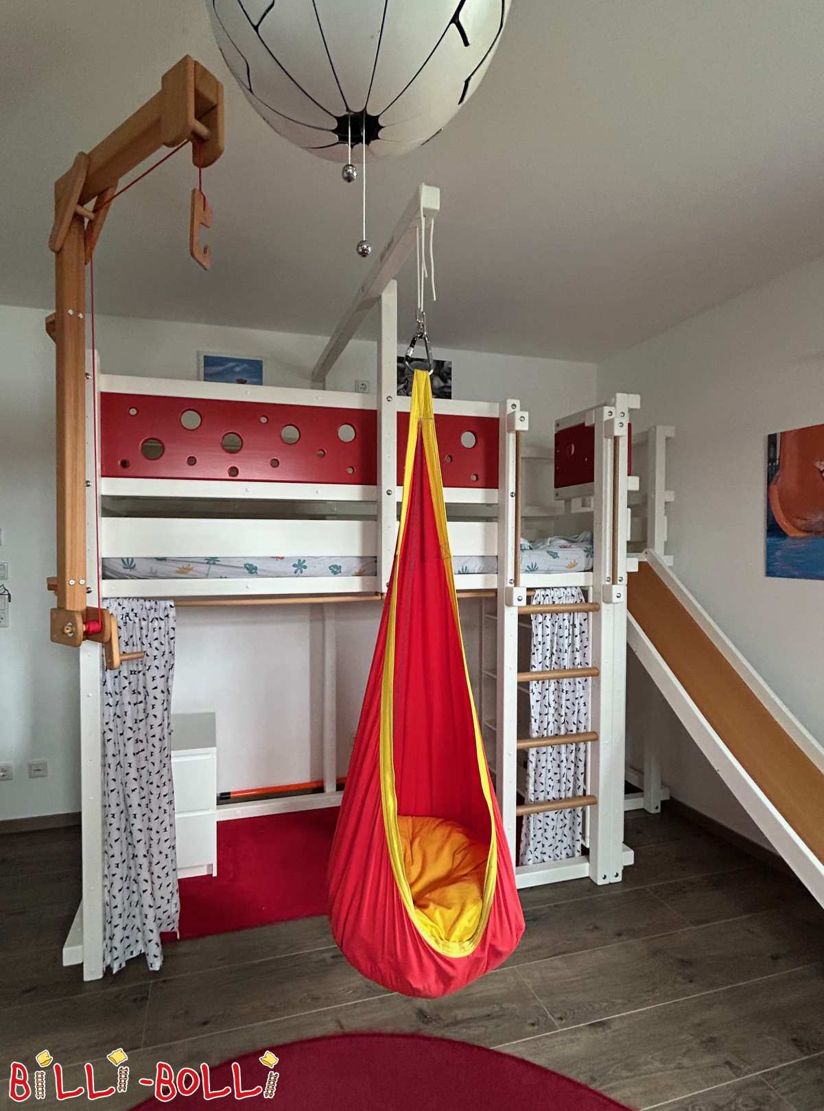 Hochbett mitwachsend mit Rutsche, Turm und Kran - viel Zubehör! (Kategorie: Hochbett mitwachsend gebraucht)