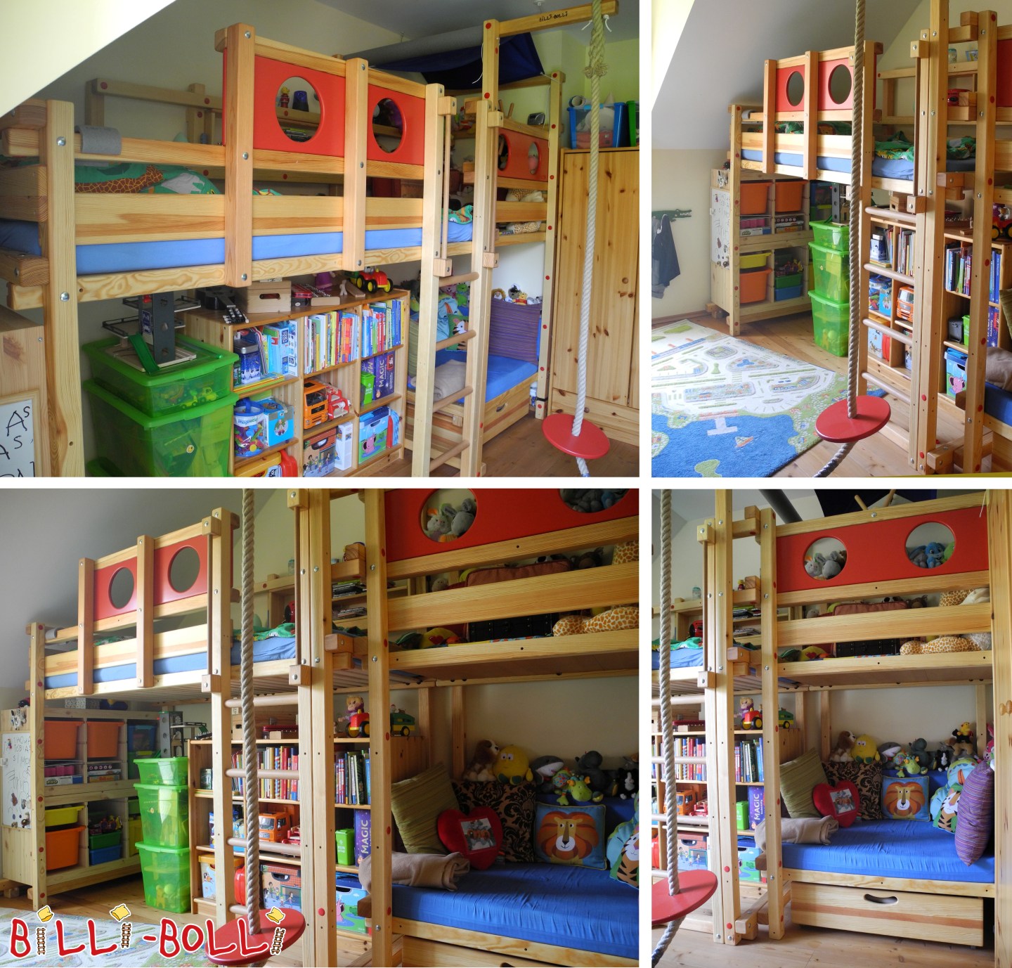 Hochbett mitwachsend mit Spielturm mit Piratendeko (Kategorie: Hochbett mitwachsend gebraucht)
