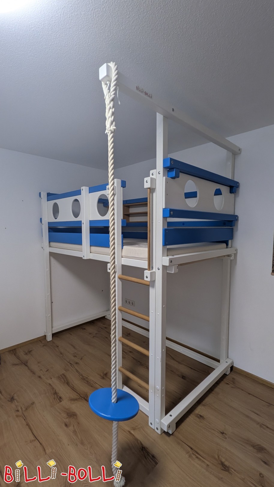 Hochbett mitwachsend weiß/blau 100x200 cm (Kategorie: Hochbett mitwachsend gebraucht)
