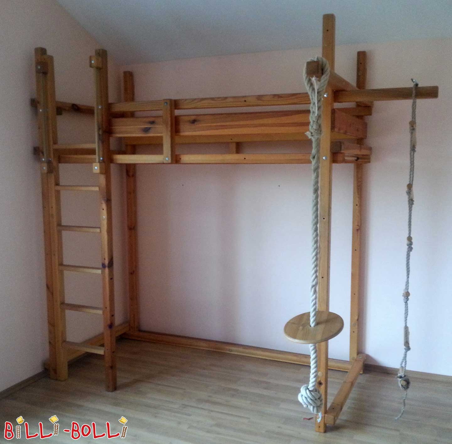 Jugendbett Etage, 90 x 200 cm, Fichte geölt-gewachst (Kategorie: Kindermöbel gebraucht)