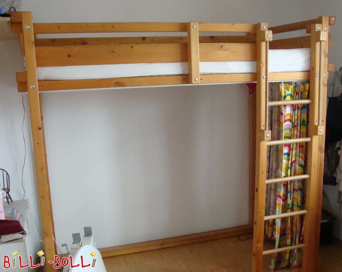 Jugendbett hoch, 100 x 200 cm, Fichte geölt-gewachst (Hochbett gebraucht)