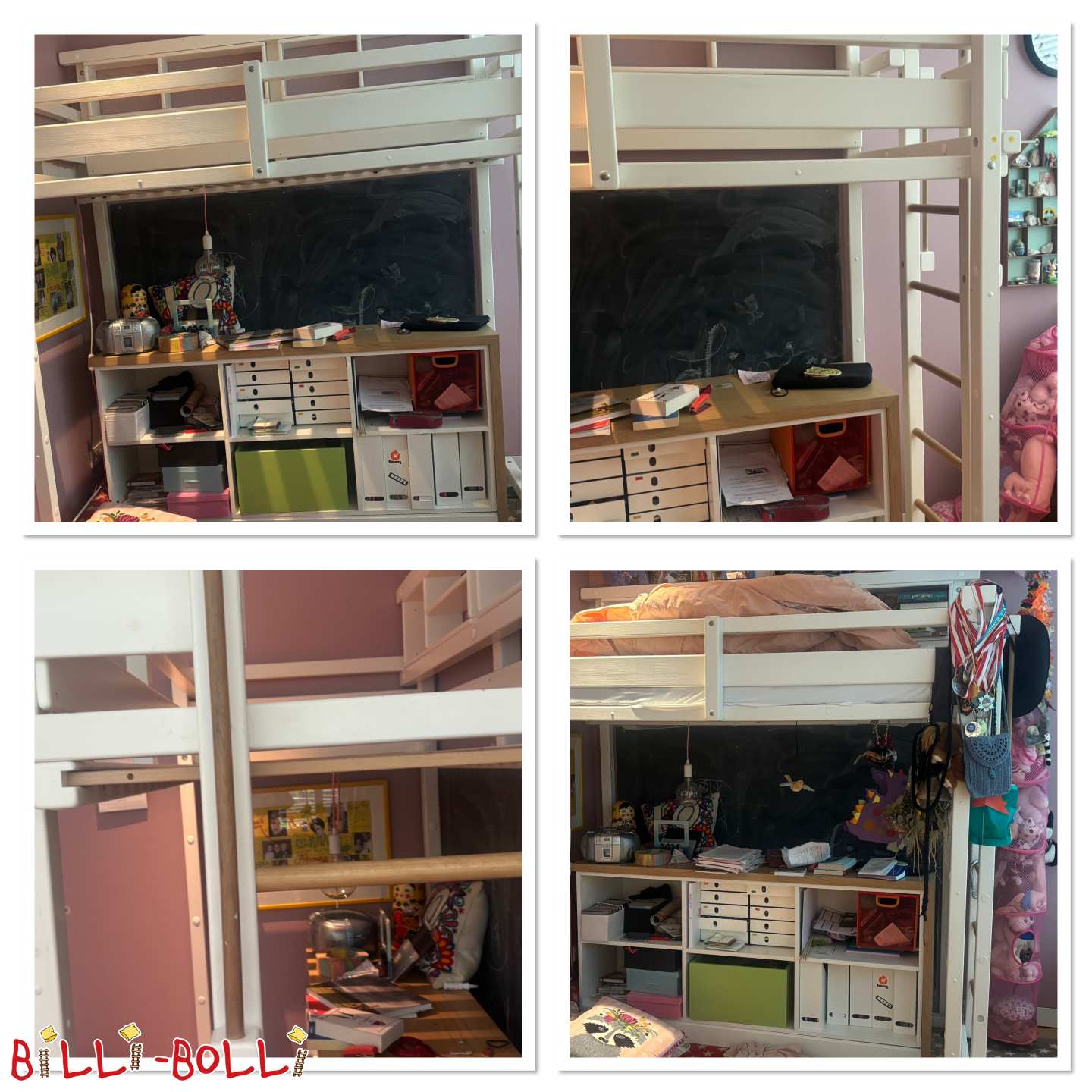 Jugendhochbett, 90x190, Kiefer, weiß lackiert mit Bücherregal, Hamburg (Kategorie: Jugend-Hochbett gebraucht)
