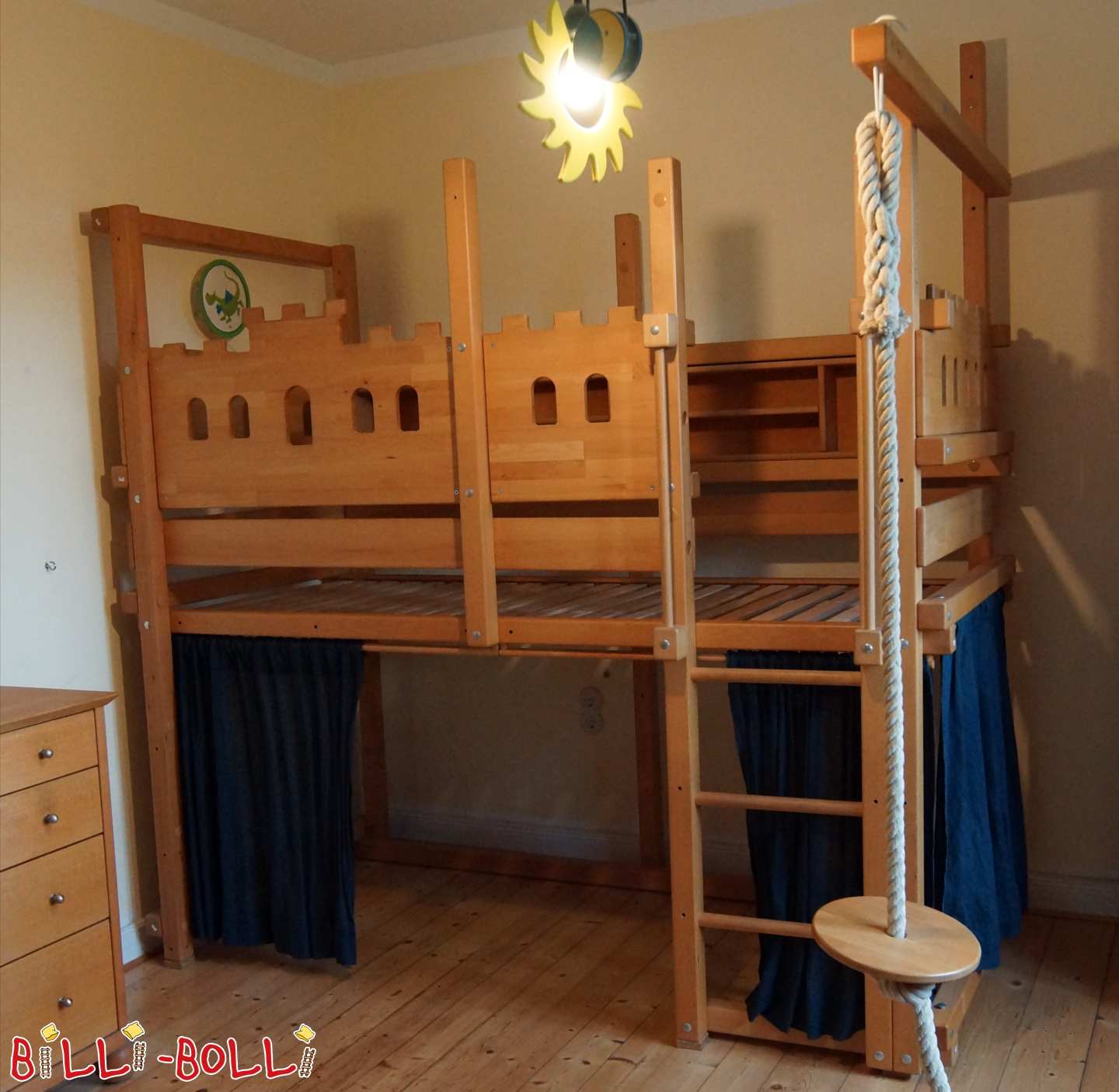 Mitwachsendes Ritterburgen-Hochbett in Buche, geölt (Kategorie: Hochbett mitwachsend gebraucht)