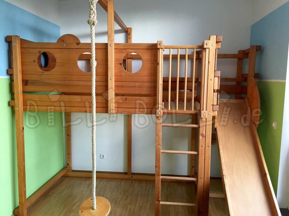 Mitwachsende Hochbett, 120 x 200 cm, Fichte geölt-gewachst (Hochbett gebraucht) Mitwachsende Hochbett, 120 x 200 cm, Fichte geölt-gewachst (Hochbett gebraucht)