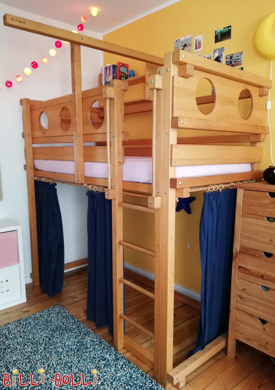 Mitwachsendes Billi-Bolli Hochbett, 90 x 200 cm, Buche geölt-gewachst (Hochbett gebraucht) Mitwachsendes Billi-Bolli Hochbett, 90 x 200 cm, Buche geölt-gewachst (Hochbett gebraucht)
