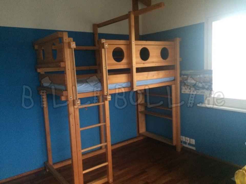 Mitwachsendes Billi-Bolli-Hochbett, 90 x 200 cm Fichte geölt-gewachst (Hochbett gebraucht) Mitwachsendes Billi-Bolli-Hochbett, 90 x 200 cm Fichte geölt-gewachst (Hochbett gebraucht)
