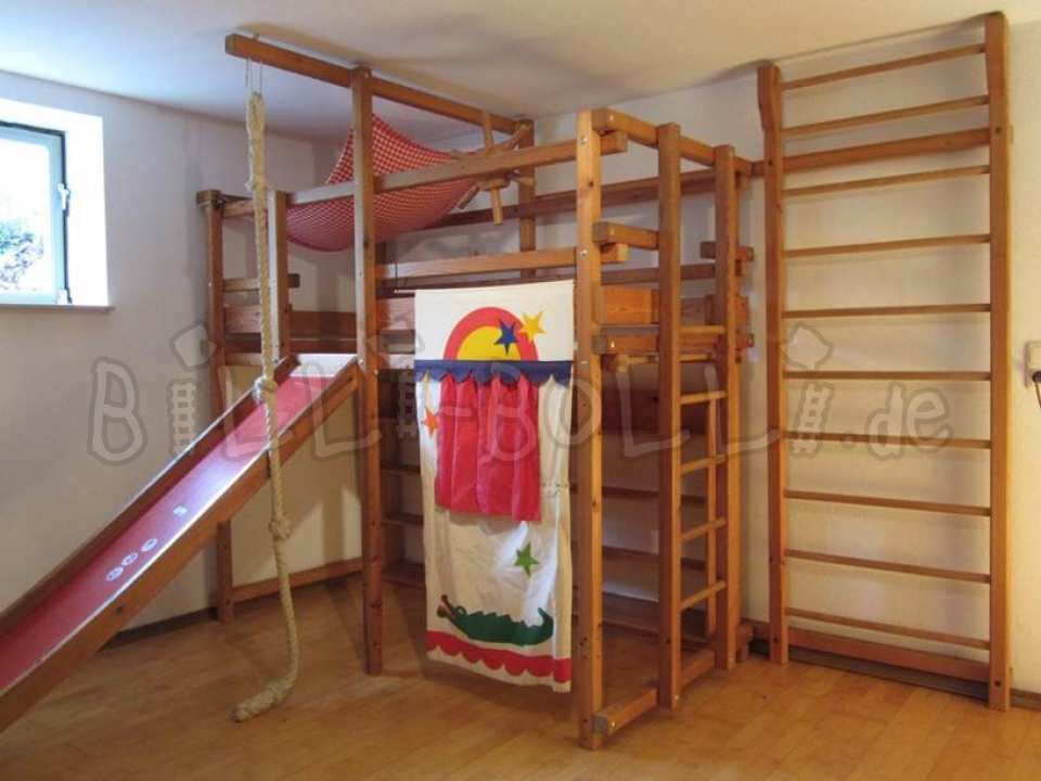 Mitwachsendes Gullibo-Hochbett, 90 x 200 cm, Fichte honigfarben geölt (Hochbett gebraucht)