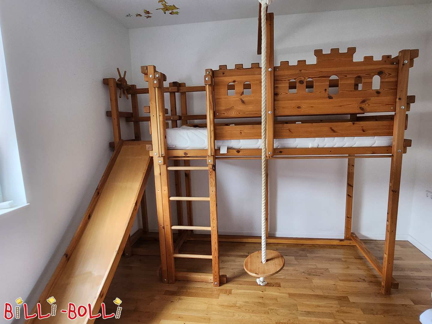 Mitwachsendes Hochbett + Rutschturm in Kiefer (Kategorie: Hochbett mitwachsend gebraucht)