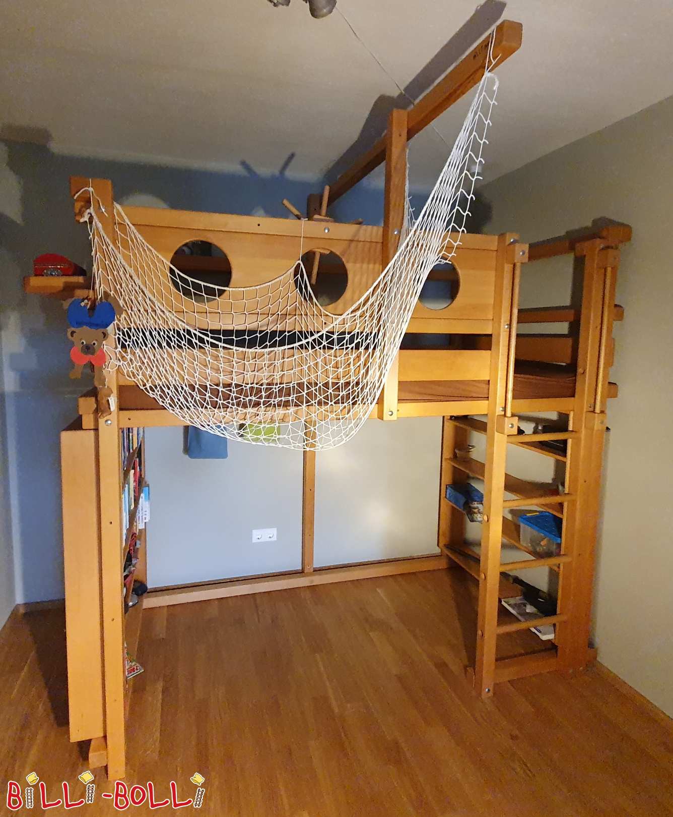Mitwachsendes Hochbett + Zubehör, Buche geölt, 100 x 200 cm (Kategorie: Hochbett mitwachsend gebraucht)