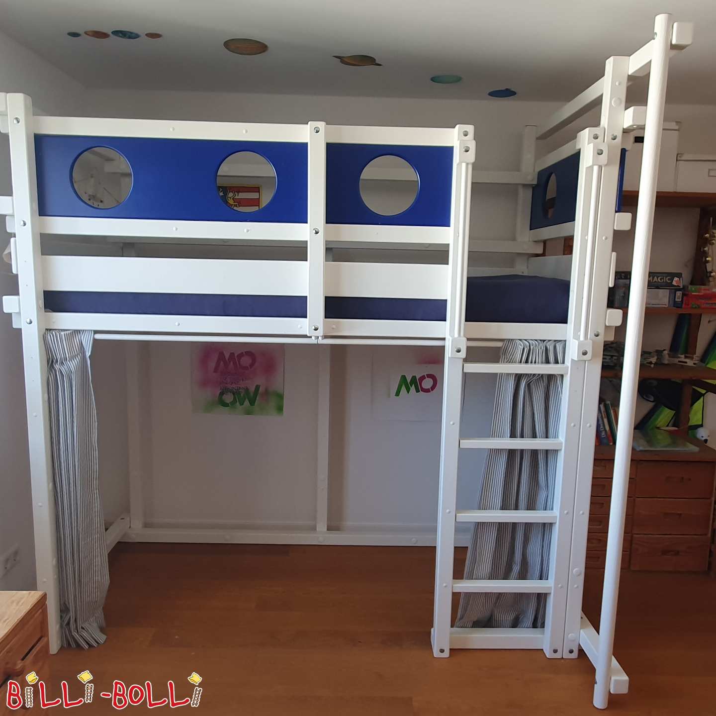 Mitwachsendes Hochbett 100x200cm in weiß /blau in Freiburg (Kategorie: Hochbett mitwachsend gebraucht)