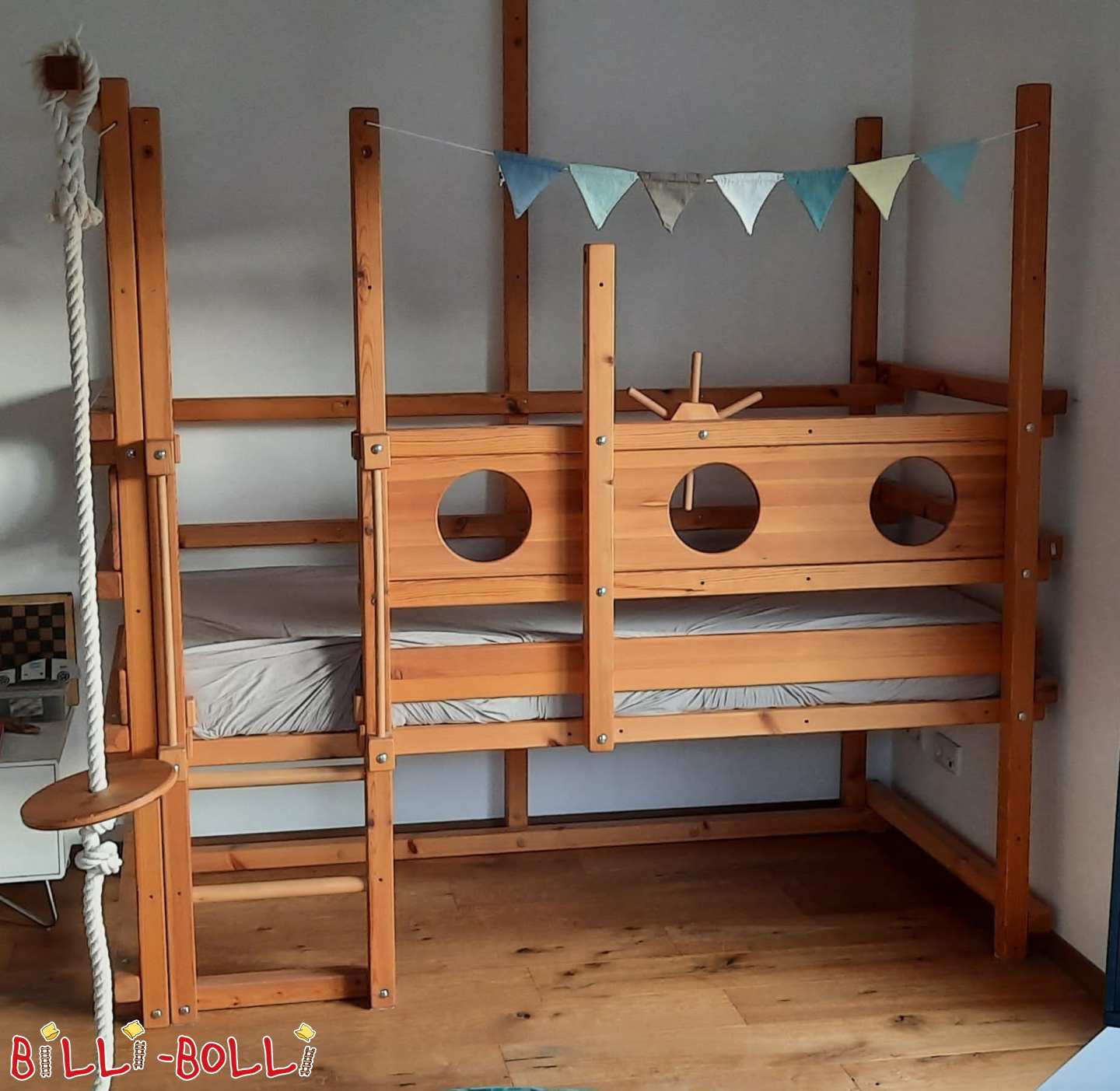Mitwachsendes Hochbett 90 x 200 cm | Kiefer, geölt-gewachst (Kategorie: Hochbett mitwachsend gebraucht)