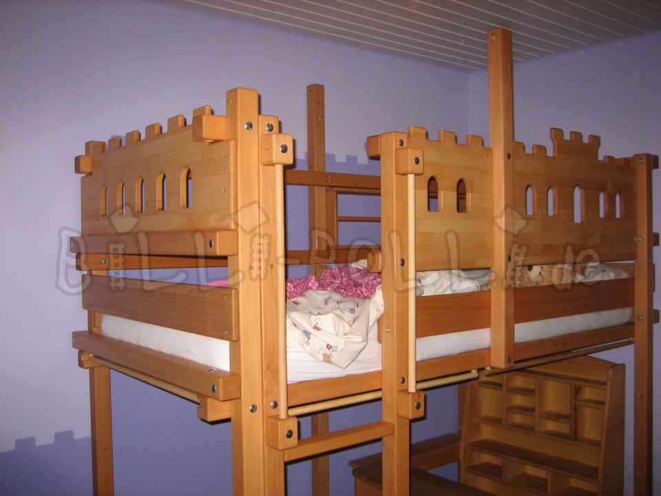 Mitwachsendes Hochbett, 90 x 200 cm, Buche geölt/ gewachst (Hochbett gebraucht) Mitwachsendes Hochbett, 90 x 200 cm, Buche geölt/ gewachst (Hochbett gebraucht)