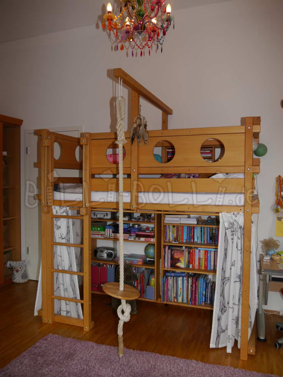 Mitwachsendes Hochbett 90 x 200 cm, Buche geölt-gewachst (Hochbett gebraucht) Mitwachsendes Hochbett 90 x 200 cm, Buche geölt-gewachst (Hochbett gebraucht)