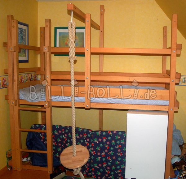 Mitwachsendes Hochbett 90 x 200 cm, Buche geölt (Hochbett gebraucht) Mitwachsendes Hochbett 90 x 200 cm, Buche geölt (Hochbett gebraucht)