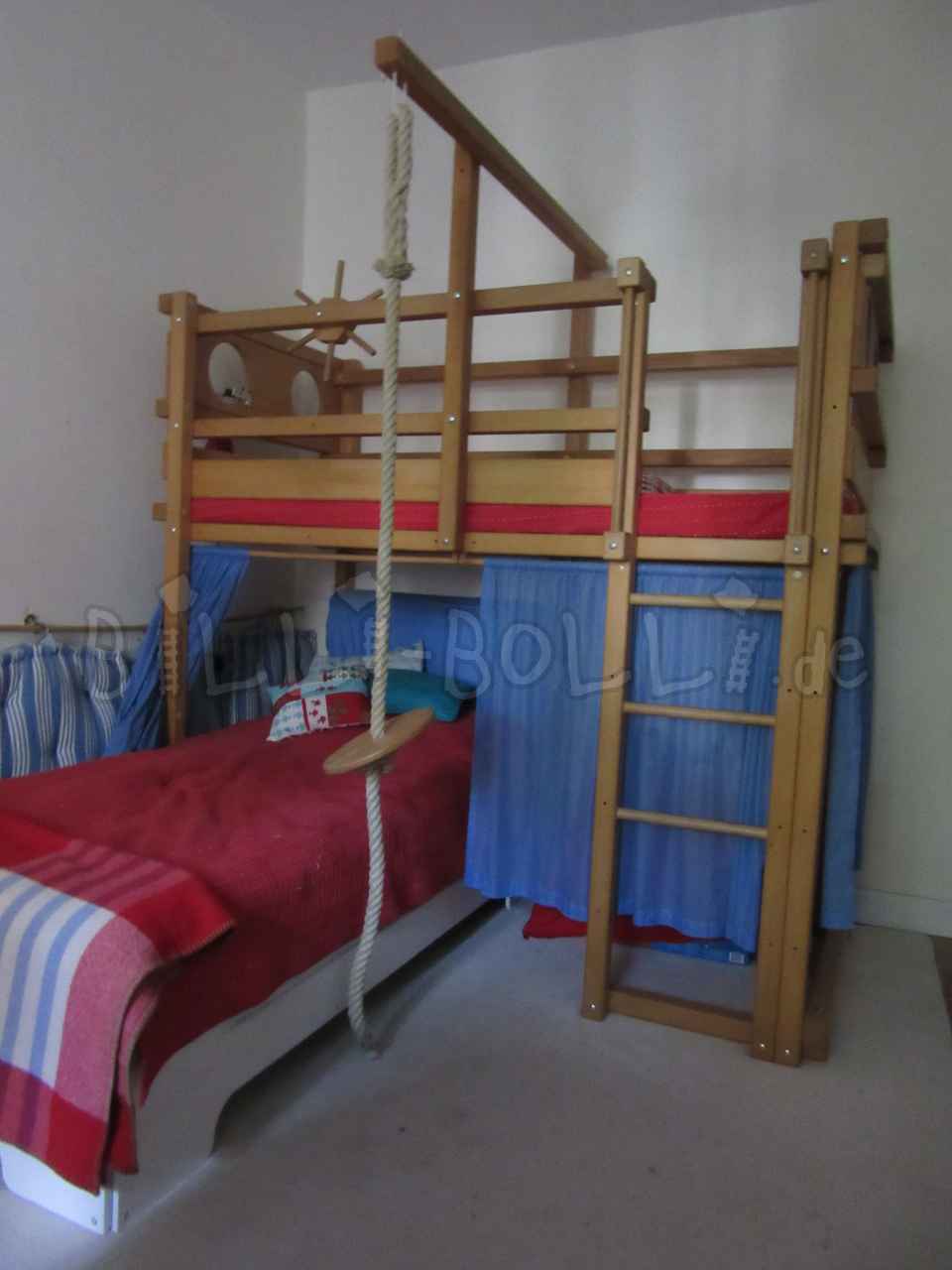 Mitwachsendes Hochbett, 90 x 200 cm, Buche geölt (Hochbett gebraucht) Mitwachsendes Hochbett, 90 x 200 cm, Buche geölt (Hochbett gebraucht)