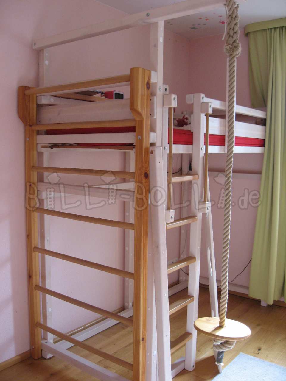 Mitwachsendes Hochbett, 90 x 200 cm, Kiefer weiß lasiert (Kategorie: Hochbett gebraucht)