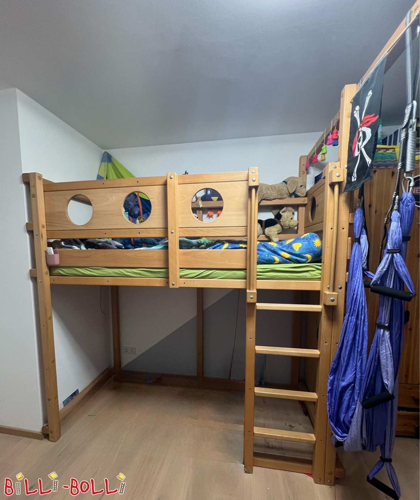 Mitwachsendes Hochbett 90x200 cm, Buche geölt, Zubehör (Kategorie: Hochbett mitwachsend gebraucht)