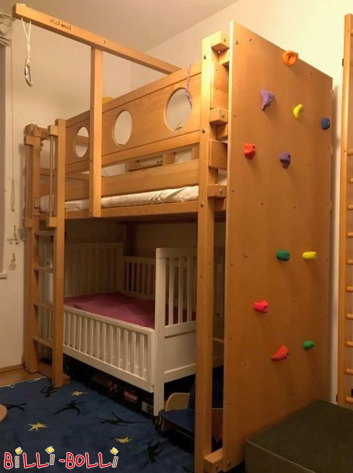 Mitwachsendes Hochbett aus Buche inkl. Kletterwand in München (Hochbett gebraucht) Mitwachsendes Hochbett aus Buche inkl. Kletterwand in München (Hochbett gebraucht)