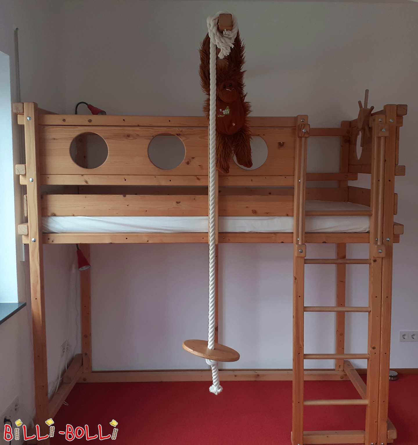 Mitwachsendes Hochbett aus Fichte mit Bullaugen und Steuerrad (Kategorie: Hochbett gebraucht)