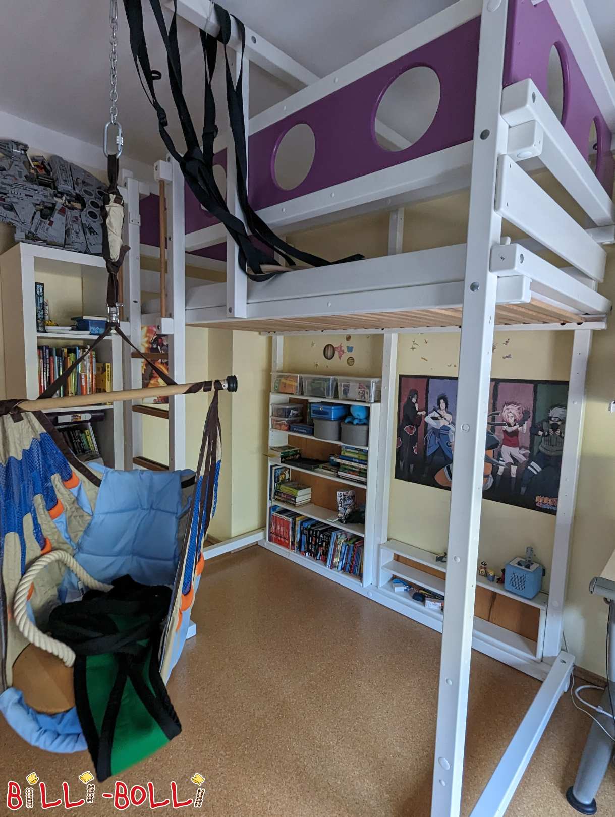 Mitwachsendes Hochbett Buch weiß lackiert (Kategorie: Hochbett mitwachsend gebraucht)