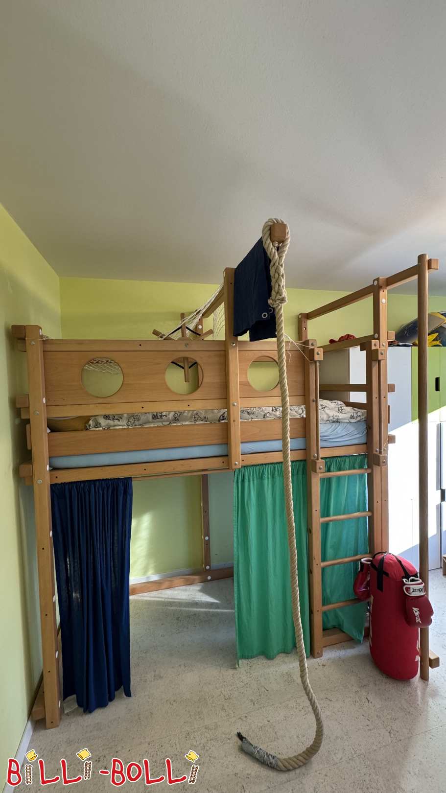 Mitwachsendes Hochbett Buche geölt-gewachst mit viel Zubehör (Kategorie: Hochbett mitwachsend gebraucht)