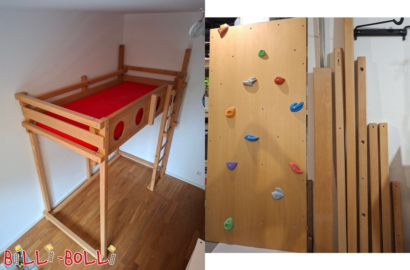 Mitwachsendes Hochbett Buche mit Kletterwand und mehr in Berlin (Kategorie: Hochbett mitwachsend gebraucht)