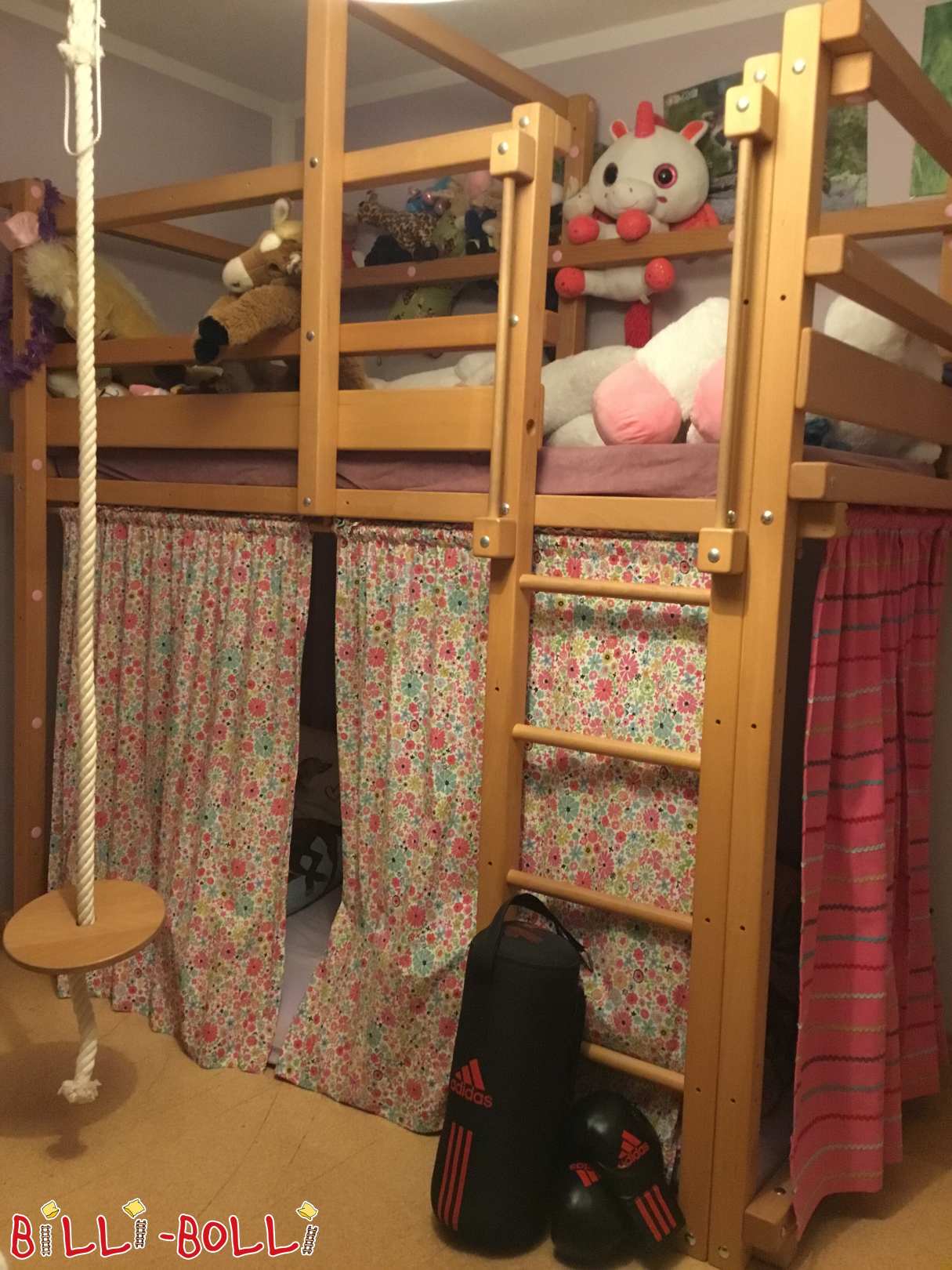 Mitwachsendes Hochbett, Buche unbehandelt, geölt, 90 x 200 cm (Kategorie: Hochbett mitwachsend gebraucht)