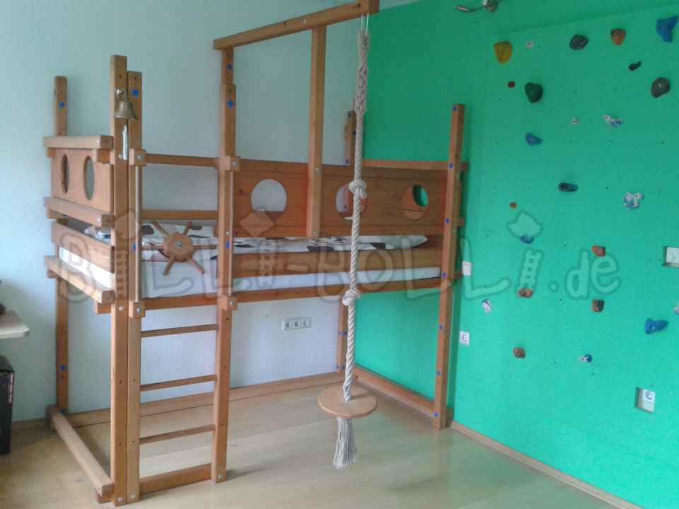 Mitwachsendes Hochbett, Fichte honigfarben geölt, 100 x 200 cm (Hochbett gebraucht) Mitwachsendes Hochbett, Fichte honigfarben geölt, 100 x 200 cm (Hochbett gebraucht)