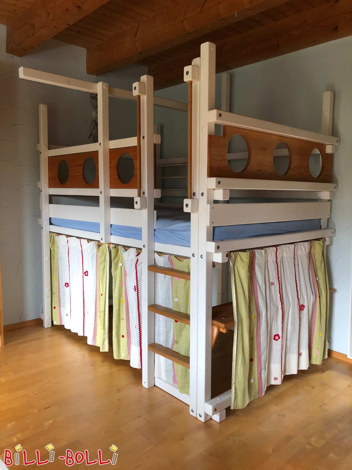 Mitwachsendes Hochbett Fichte weiß lackiert 120 x 200 (Kategorie: Hochbett mitwachsend gebraucht)