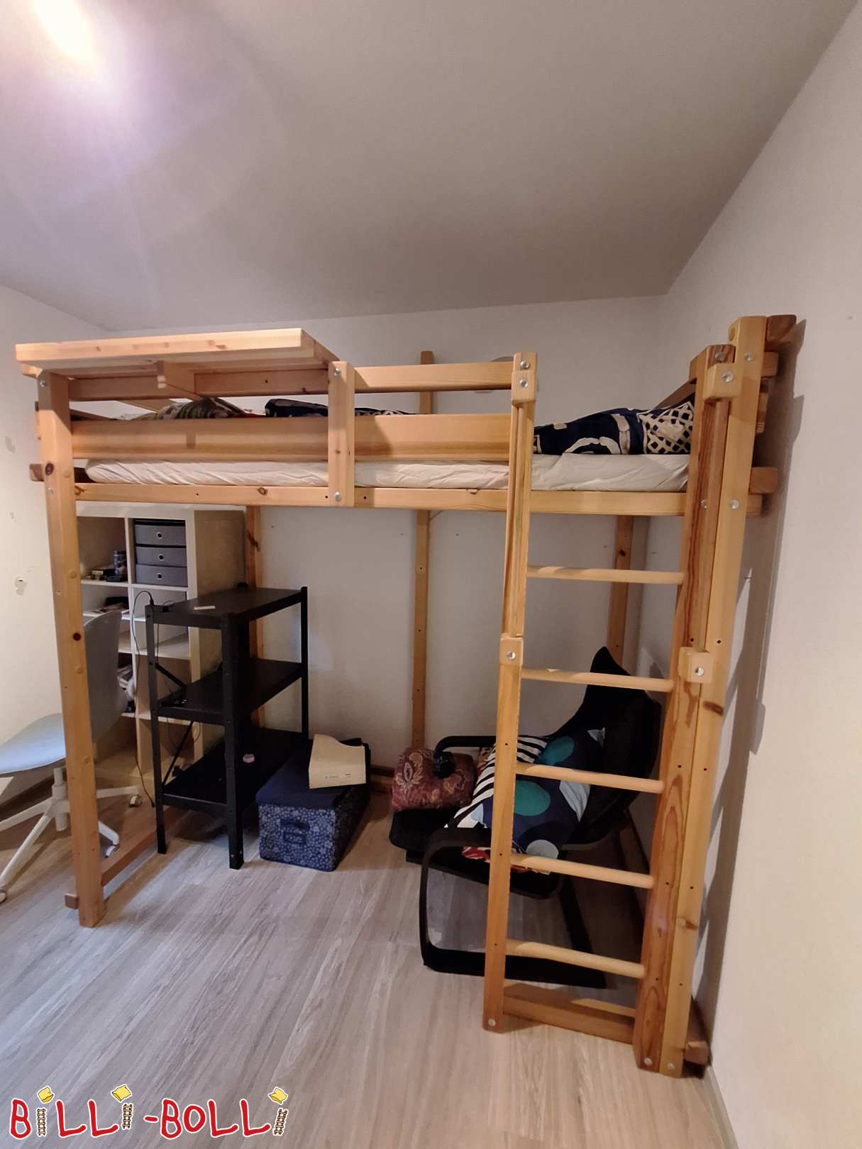 Mitwachsendes Hochbett in 100x200 cm, Kiefer geölt-gewachst (Kategorie: Hochbett mitwachsend gebraucht)