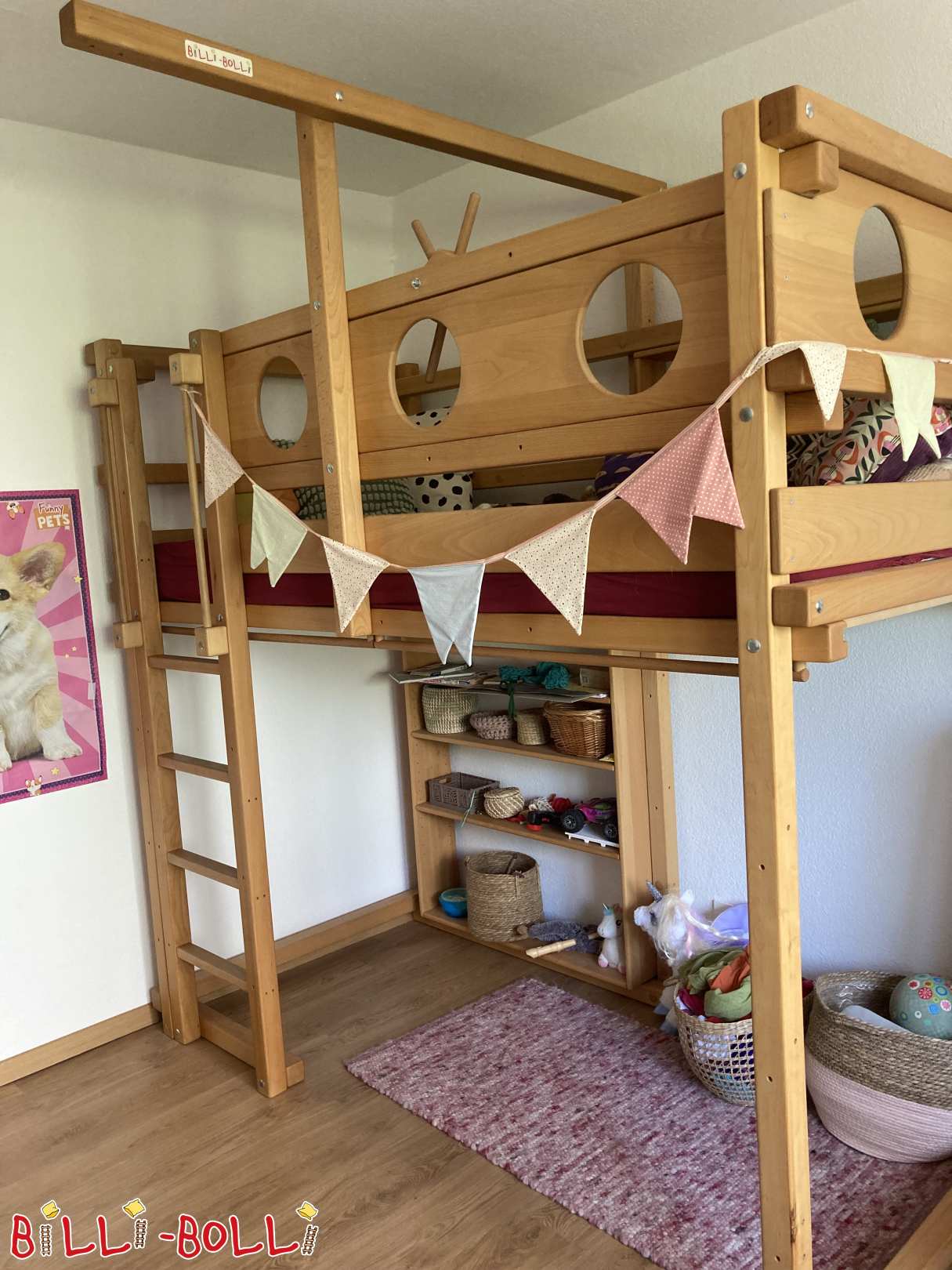 Mitwachsendes-Hochbett in Buche, 100x200cm (Kategorie: Hochbett mitwachsend gebraucht)