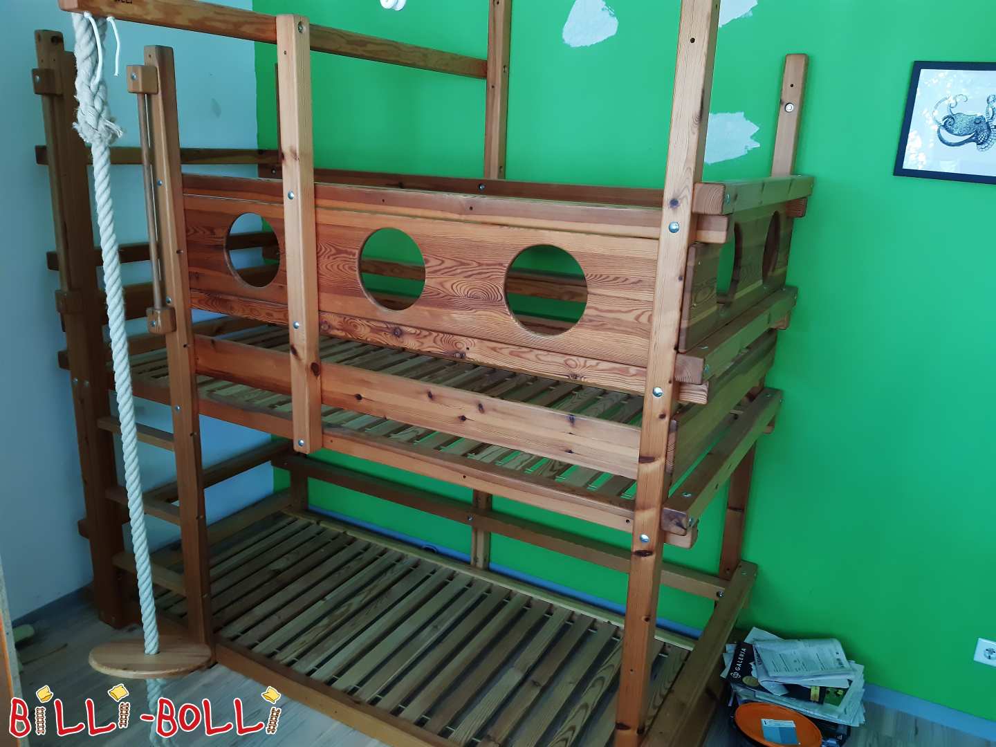 Mitwachsendes Hochbett in Kiefer für 2 Kinder (Kategorie: Hochbett mitwachsend gebraucht)