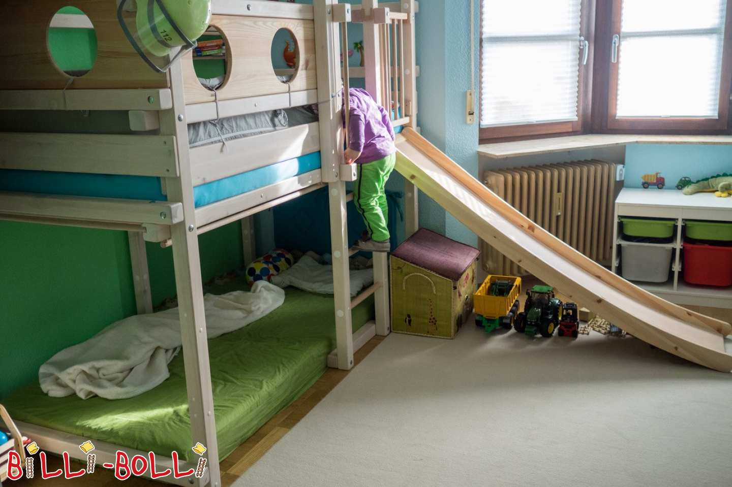 Mitwachsendes Hochbett inkl. Rutsche in Filderstadt (Kategorie: Hochbett gebraucht)