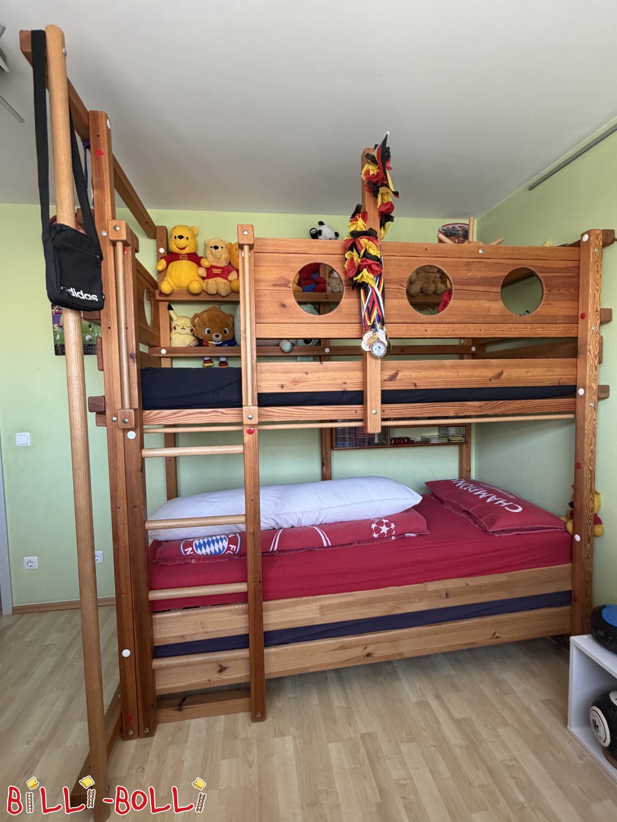 Mitwachsendes Hochbett, Kiefer geölt mit viel Zubehör (Kategorie: Hochbett mitwachsend gebraucht)