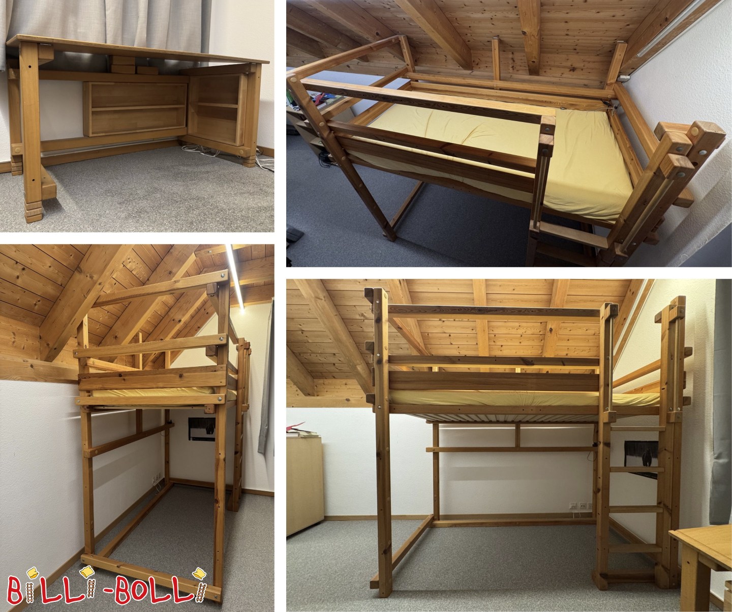 Mitwachsendes Hochbett (Kiefer geölt) (Kategorie: Hochbett mitwachsend gebraucht)