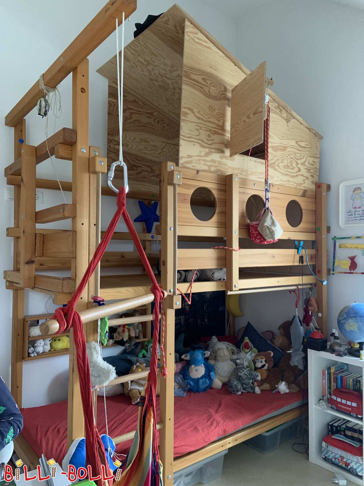 Etagenbett Kiefer honigfarben geölt mit Zubehör (Kategorie: Etagenbett gebraucht)