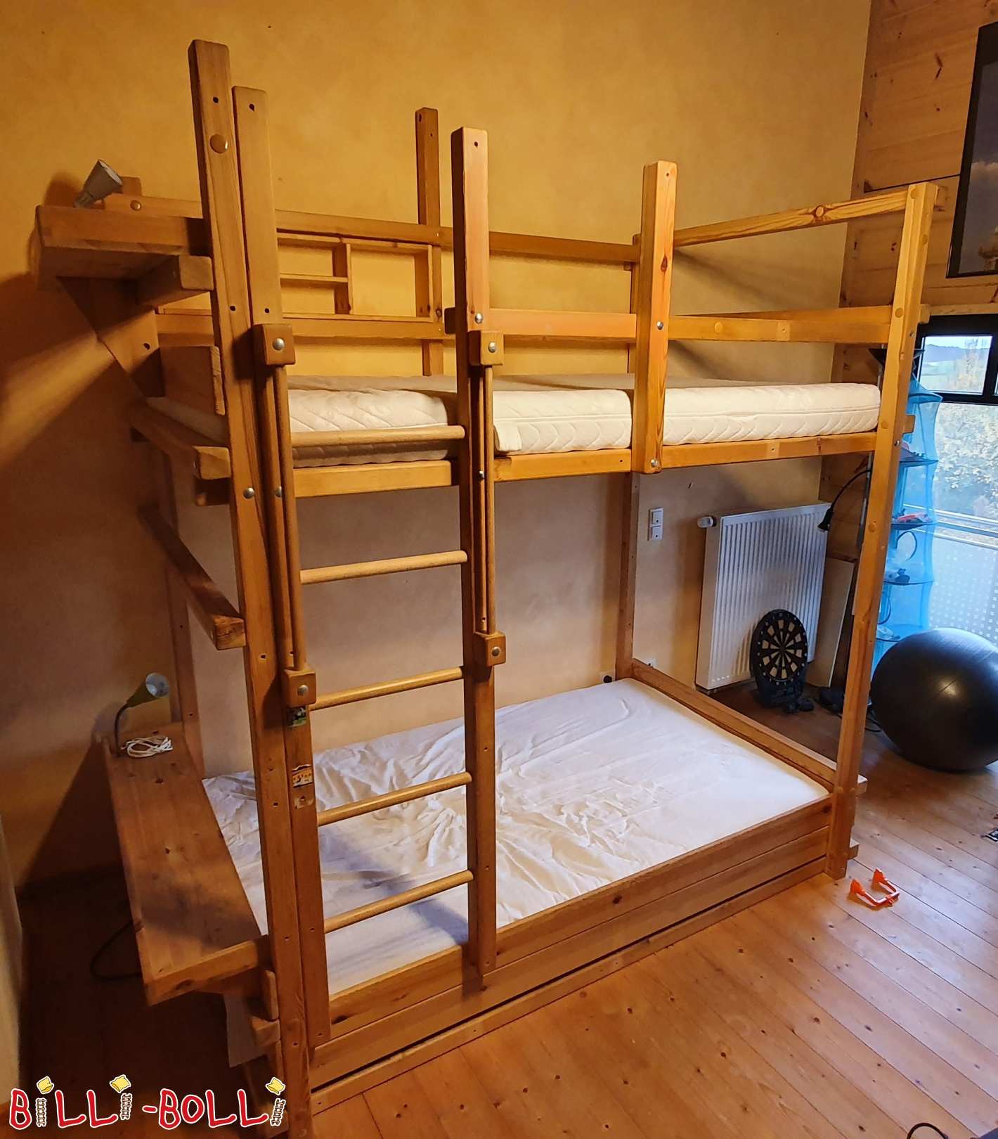 Mitwachsendes Hochbett/Etagenbett Kiefer unbehandelt mit Zubehör (Kategorie: Etagenbett gebraucht)