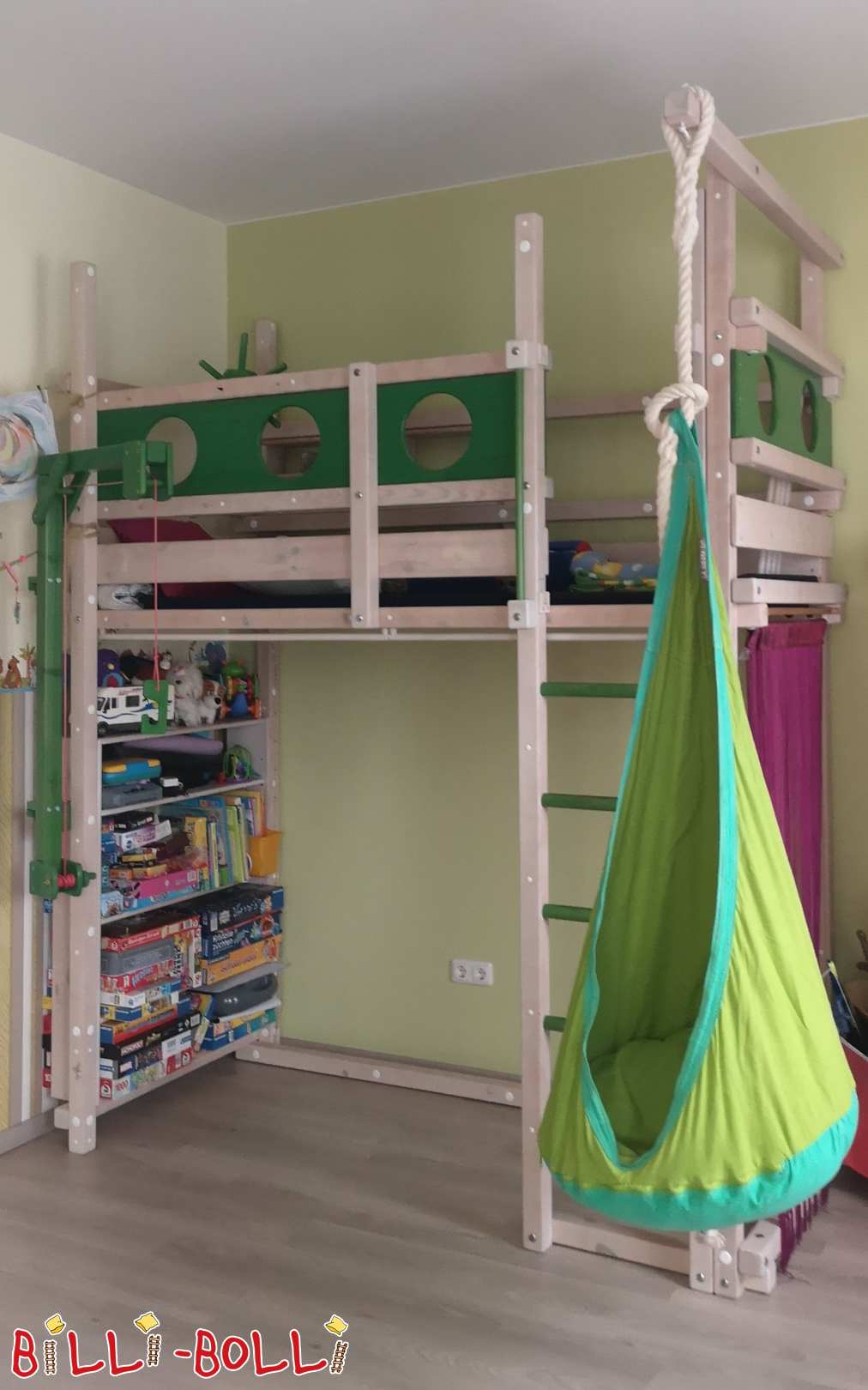 Mitwachsendes Hochbett Kletterwand Schaukel Spielkran Regale uvm (Kategorie: Hochbett mitwachsend gebraucht)